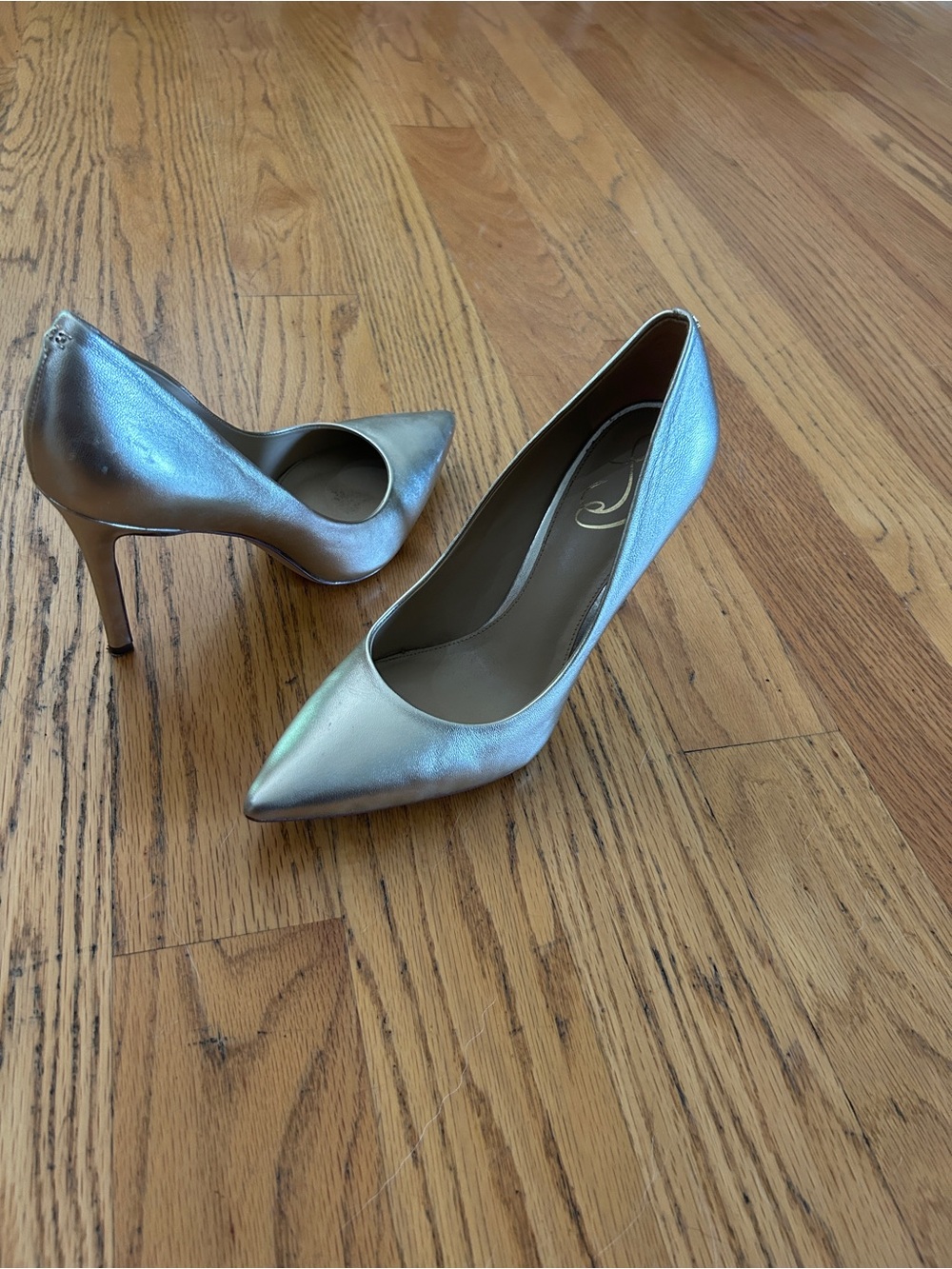 Sam Edelman Metallic Silver Pointed Toe Pumps